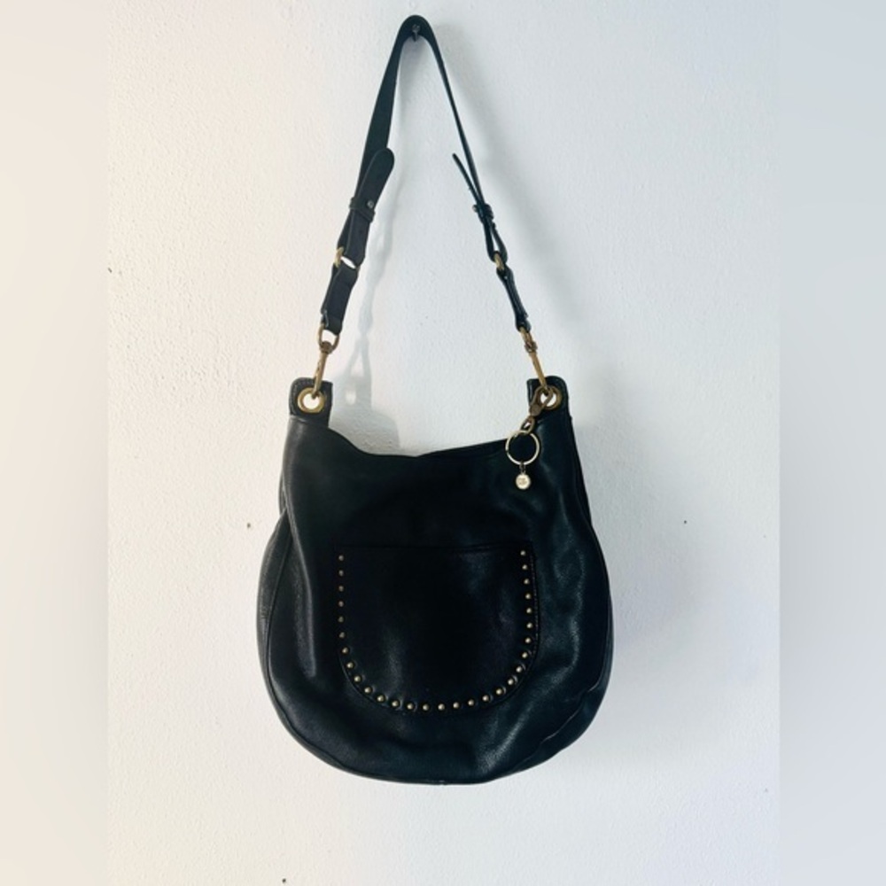 The Sak Zinnia Studded Black Leather Shoulder Bag/ Hobo/ Satchel/ Purse